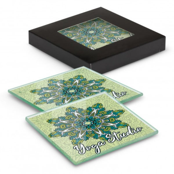 Custom Venice Glass Coaster - Set of 2 - Square - Full Colour