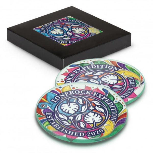 Custom Venice Glass Coaster - Set of 2 - Round - Full Colour