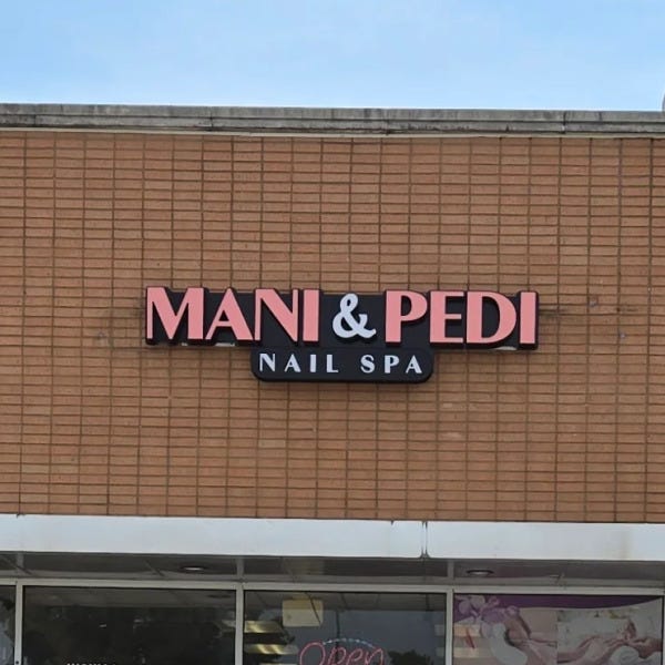 Mani ad Pedi Illuminated channel letters with a lightbox