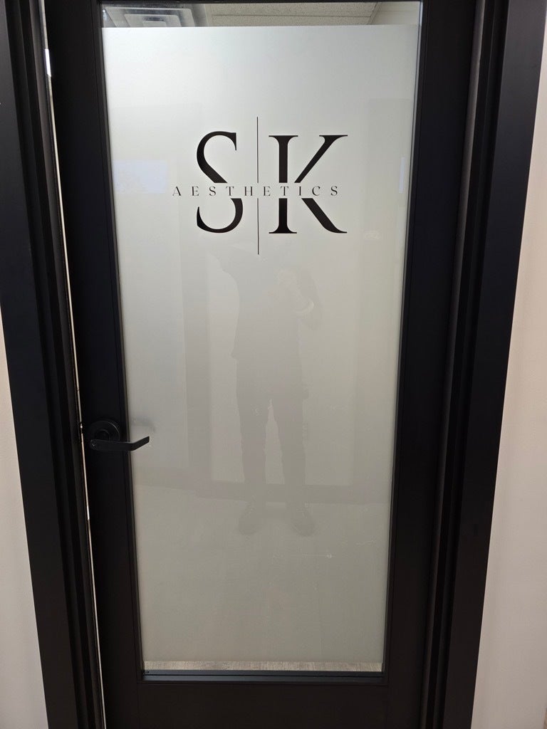 Custom Frosted Door Graphics - Privacy with Style - SK Aesthetics, Issaquah, WA