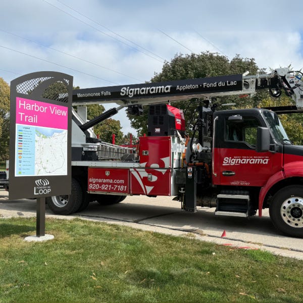 Loop Harbor View Trail Sign with Signarama Truck in Background