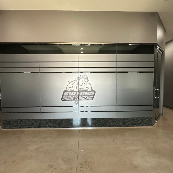 Frosted Window Vinyl for Bulldog Crane done by Signarama North Fort Worth/Keller