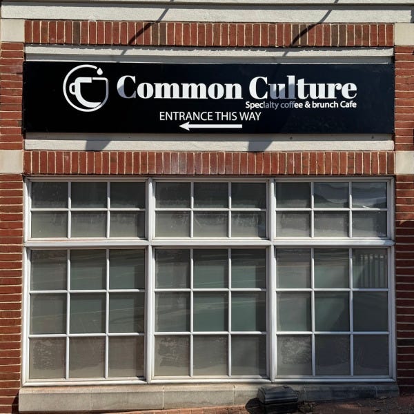 Sleek Black and White Acrylic Sign for Common Culture Coffee in Fairfax