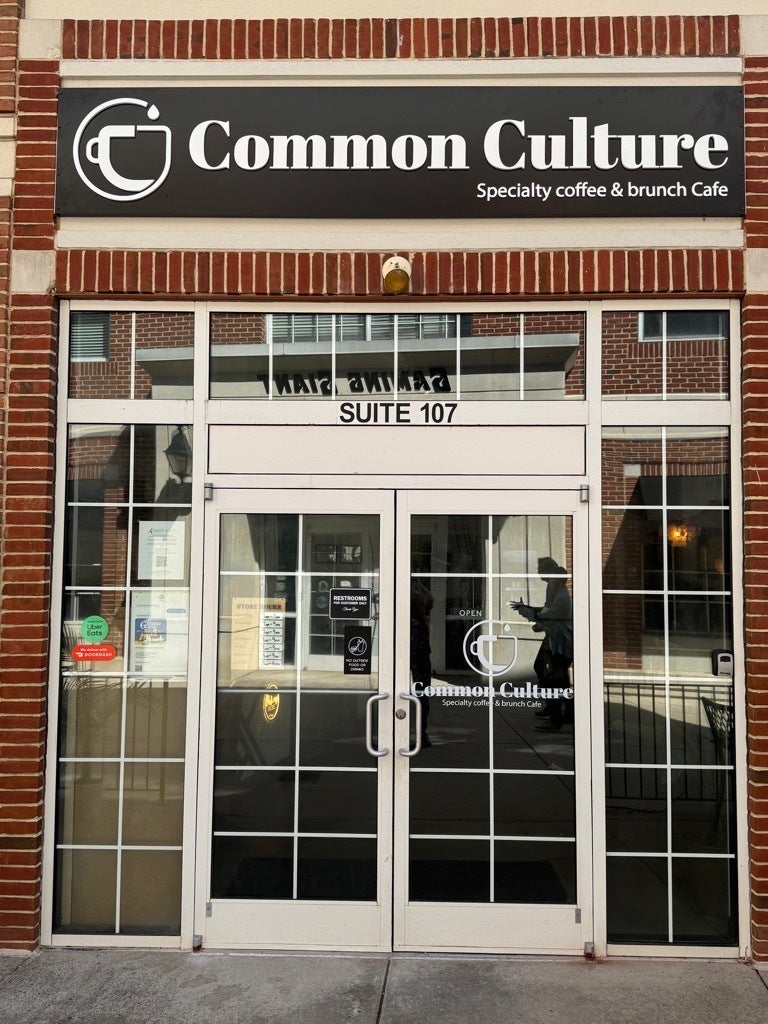 Sleek Black and White Acrylic Sign for Common Culture Coffee in Fairfax