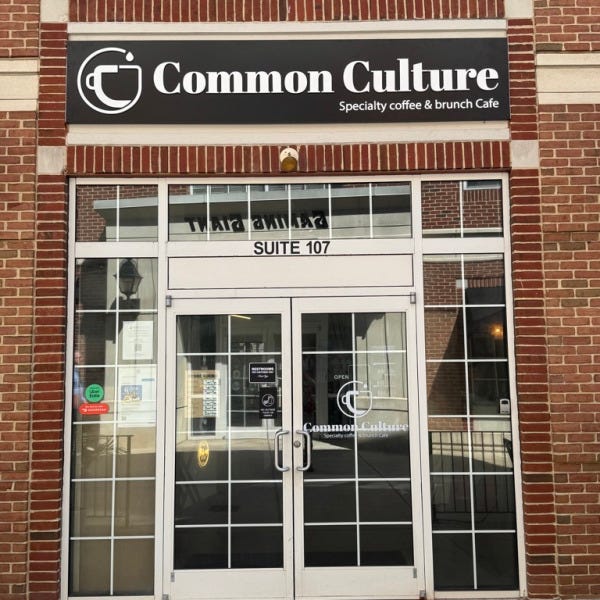 Sleek Black and White Acrylic Sign for Common Culture Coffee in Fairfax
