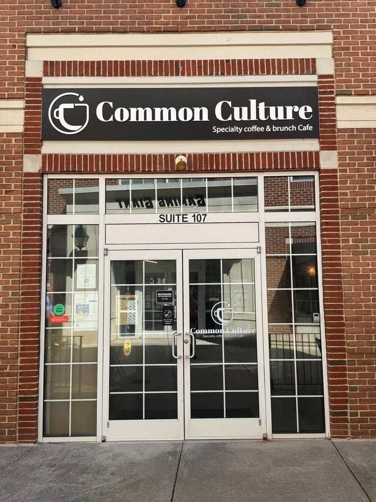 Sleek Black and White Acrylic Sign for Common Culture Coffee in Fairfax