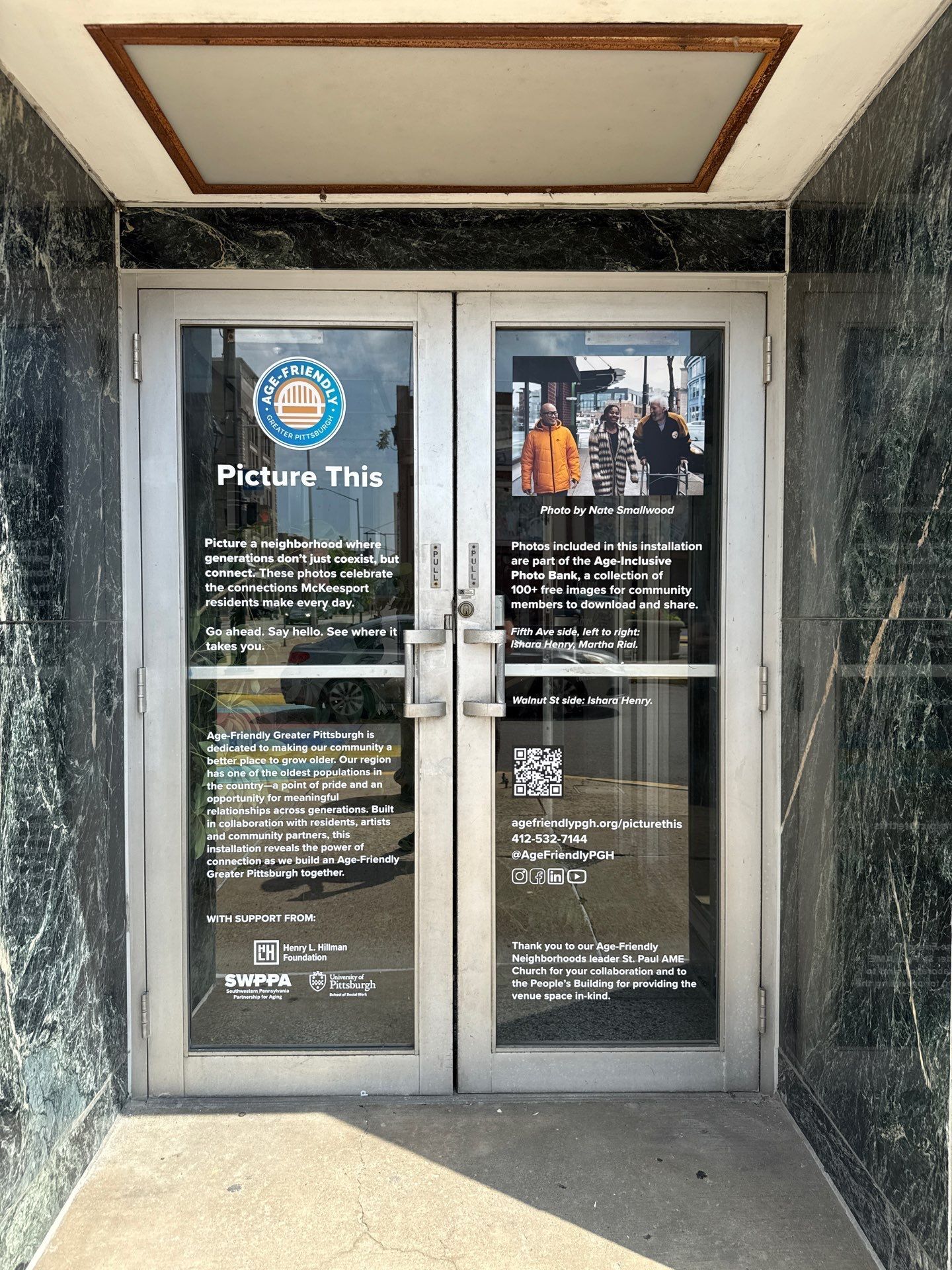 Window Graphics for Age Friendly Pittsburgh & Casey Droege Cultural Productions: Sharpsburg, McKeesport & Beechview