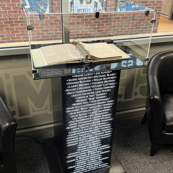 Honoring the Past: Signarama Rivercities Creates Display Pedestal for Young Thundering Herd Playbook
