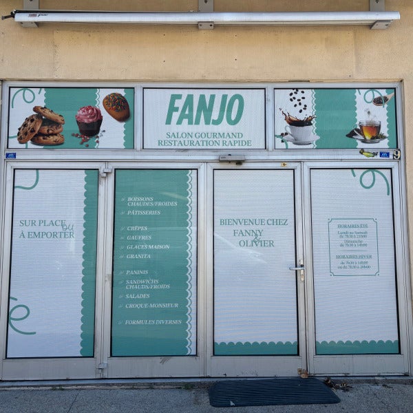Nouvelle vitrophanie sur-mesure pour Fanjo