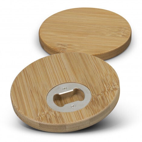 Bamboo Bottle Opener Coaster - Set of 2 - Round