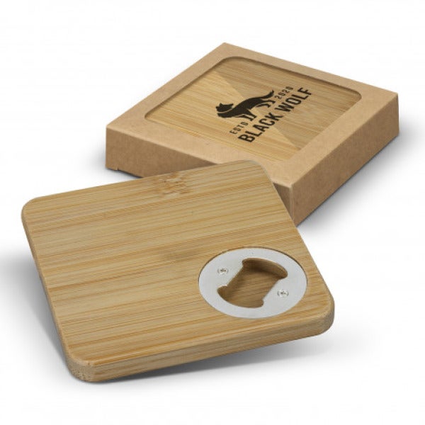 Custom Bamboo Bottle Opener Coaster - Set of 2 - Square