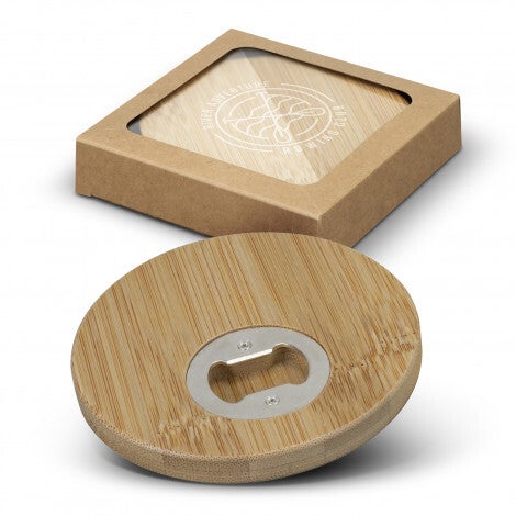 Bamboo Bottle Opener Coaster - Set of 2 - Round