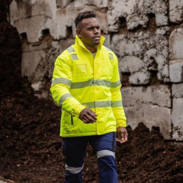 Custom Taped Hi Vis Heated Jacket with Hood