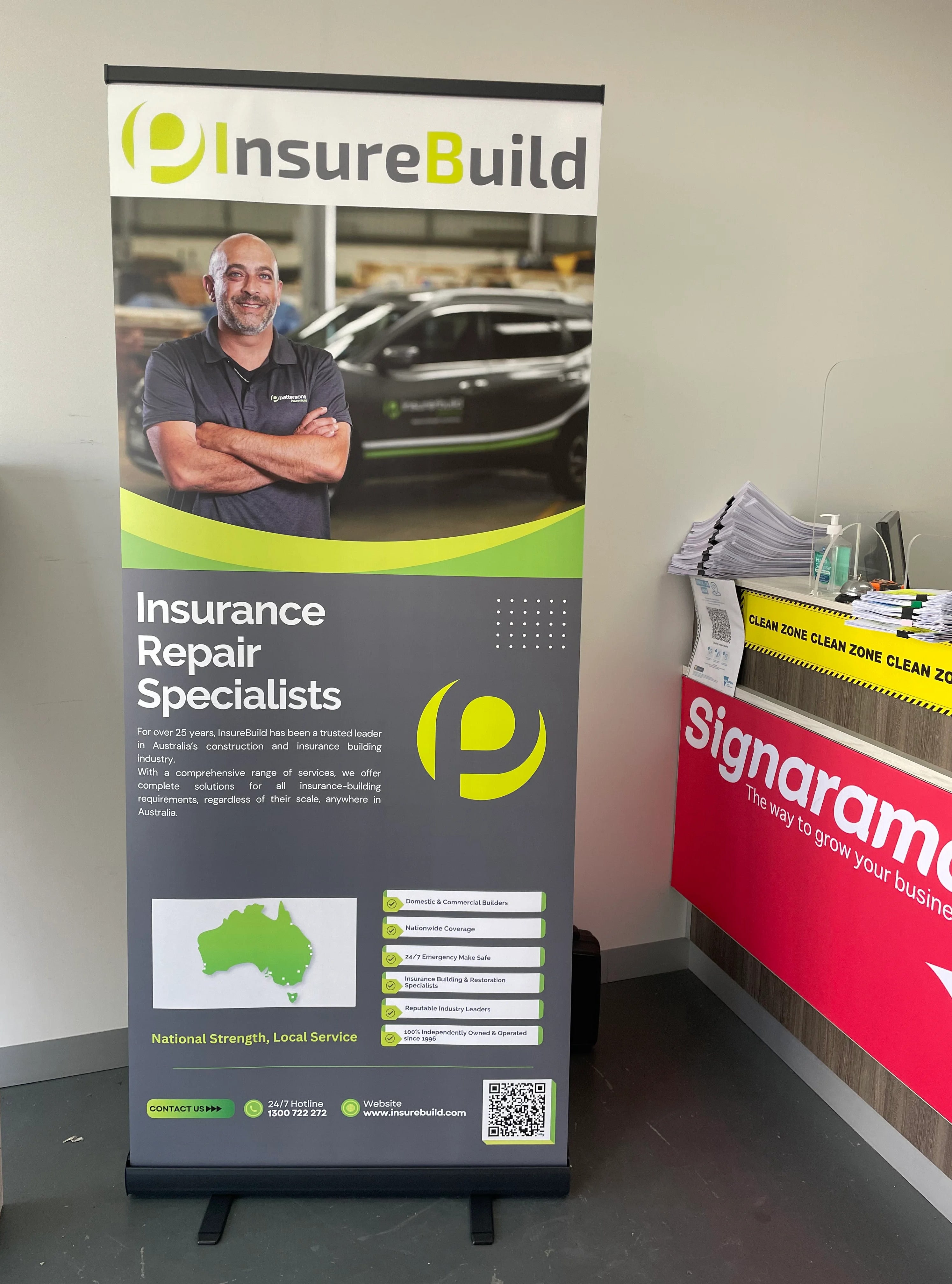 Pull-up Banners - Pattersons Insurebuild - Heidelberg West VIC.