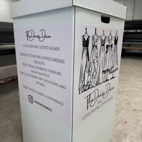 Custom Decals & Graphics for Local Community Dress Drive Collection Boxes in Northern Virginia