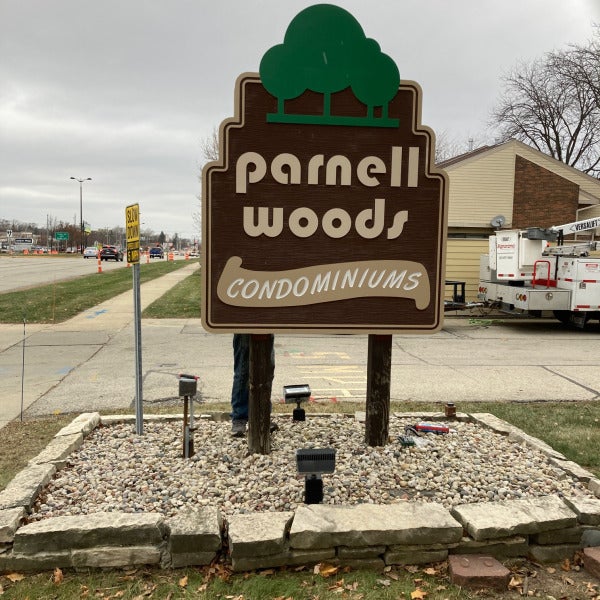 Parnell Woods Routed HDU Monument Sign