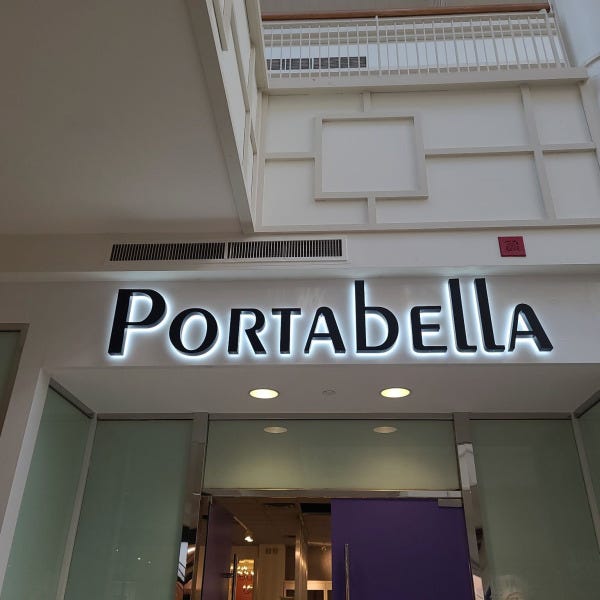 Portbella halo lit channel letters, Danbury fair mall