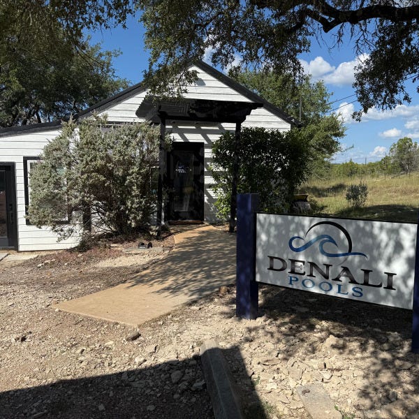 Denali Pools_Exterior Sign_Post and Panel_Door Graphics