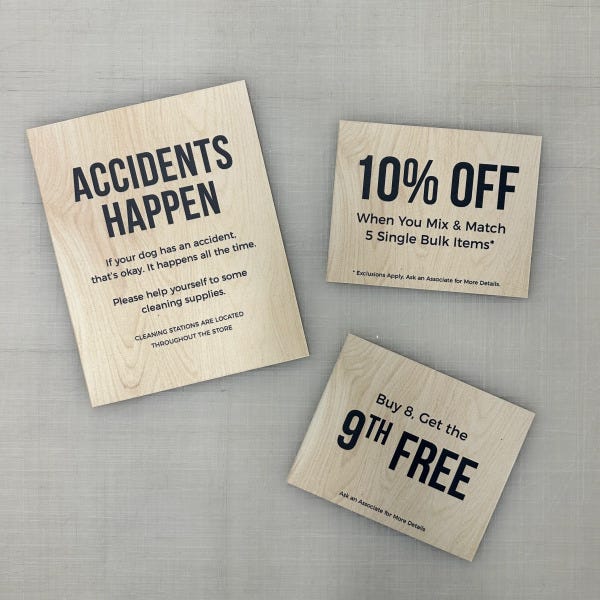 In-Store Styrene Signs for Homes Alive Pets in Edmonton, AB