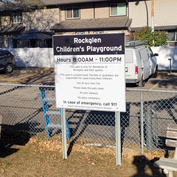 Post & Panel ACP Playground Sign for KDM Management in Edmonton, AB