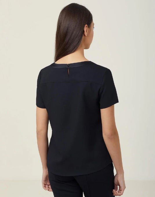 Satin Back Crepe Short Sleeve Shell Top