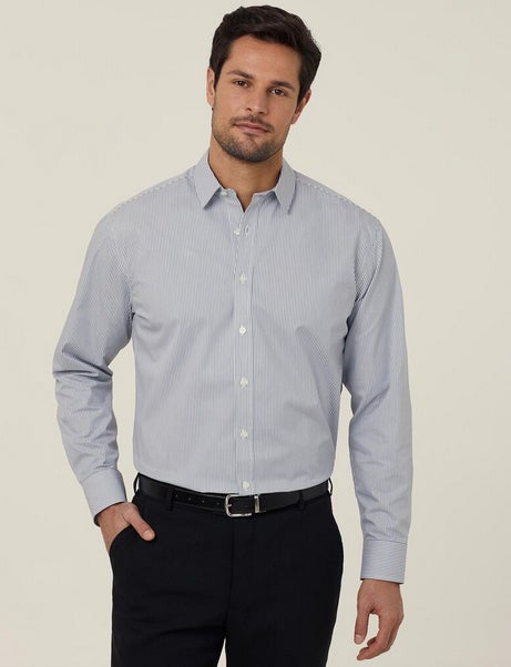 Avignon Fine Block Stripe Stretch Long Sleeve Shirt