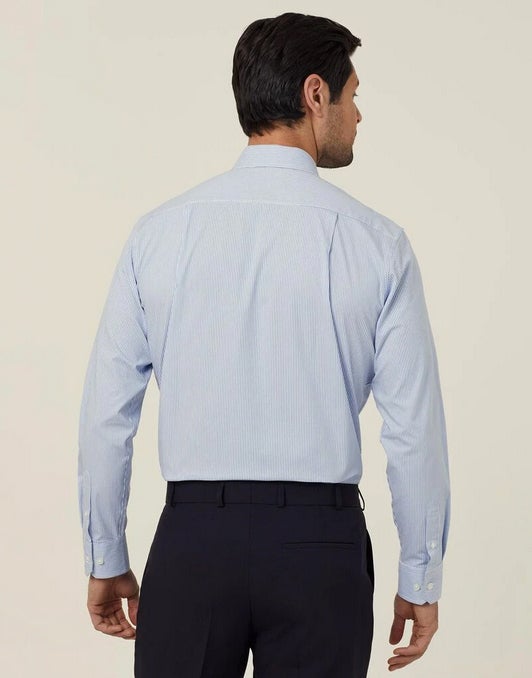 Avignon Fine Block Stripe Stretch Long Sleeve Shirt