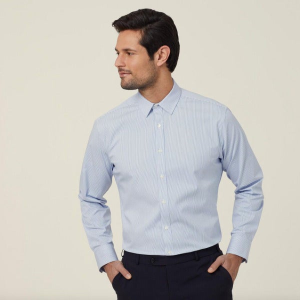 Custom Avignon Fine Block Stripe Stretch Long Sleeve Shirt