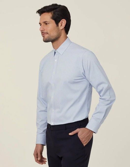 Avignon Fine Block Stripe Stretch Long Sleeve Shirt
