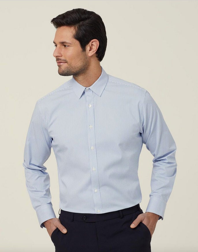Avignon Fine Block Stripe Stretch Long Sleeve Shirt