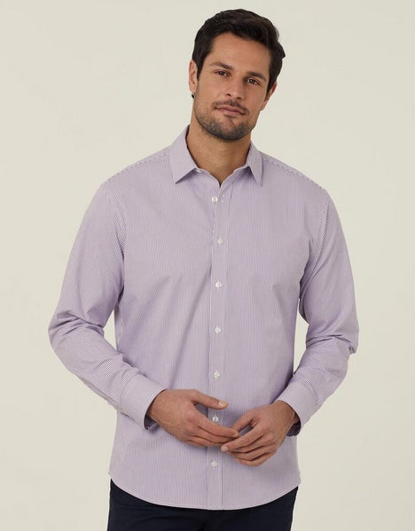 Avignon Fine Block Stripe Stretch Long Sleeve Shirt