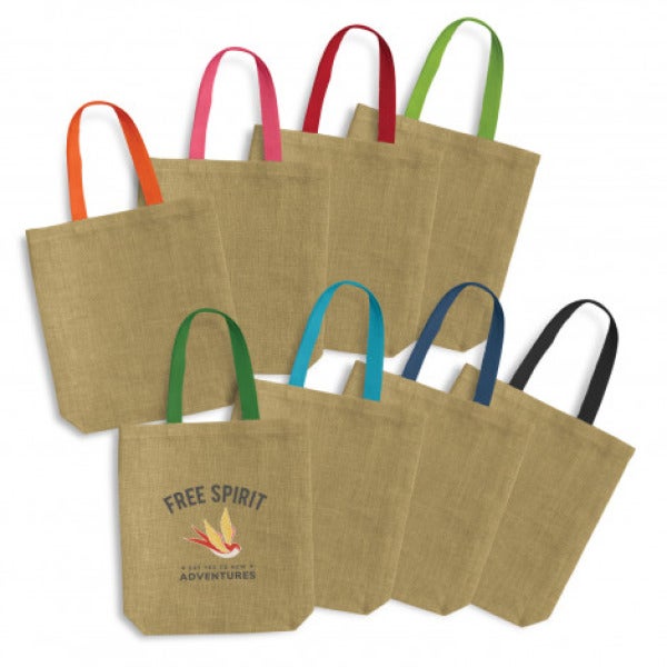 Custom Thera Jute Tote Bag - Coloured Handles