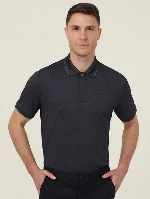 Textured Cotton Poly Short Sleeve Polo Men’s