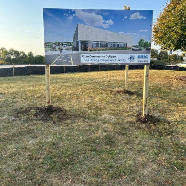 ECC V-shaped sign 2 South Side