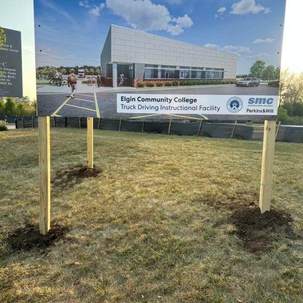 ECC V-shaped sign 2 North side