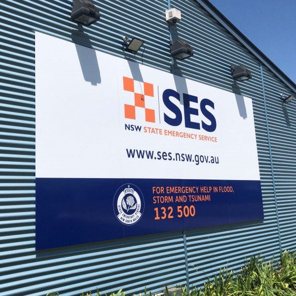 SES State Emergency Service NSW Signage
