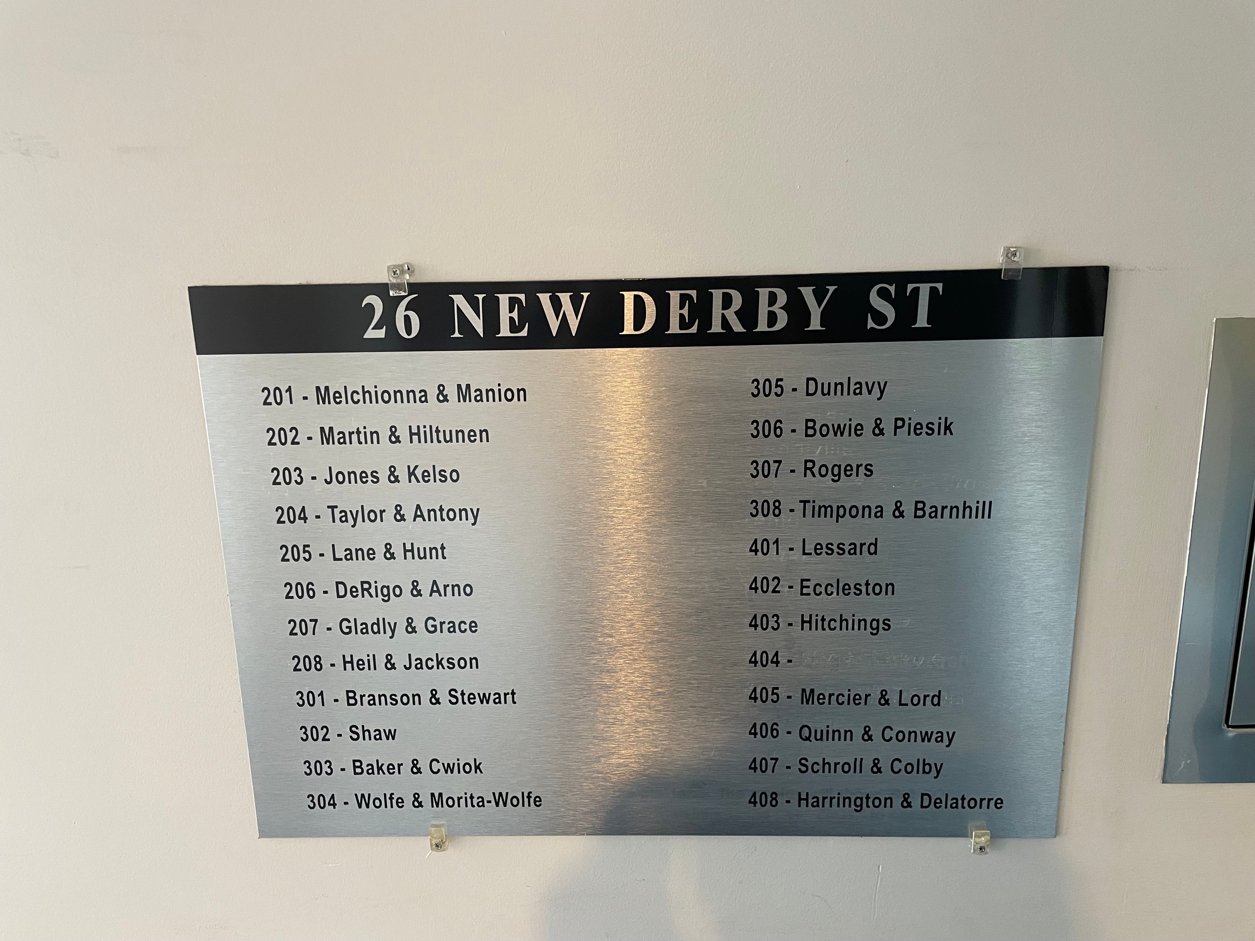 Professional Directory Sign for 76 Lafayette Street