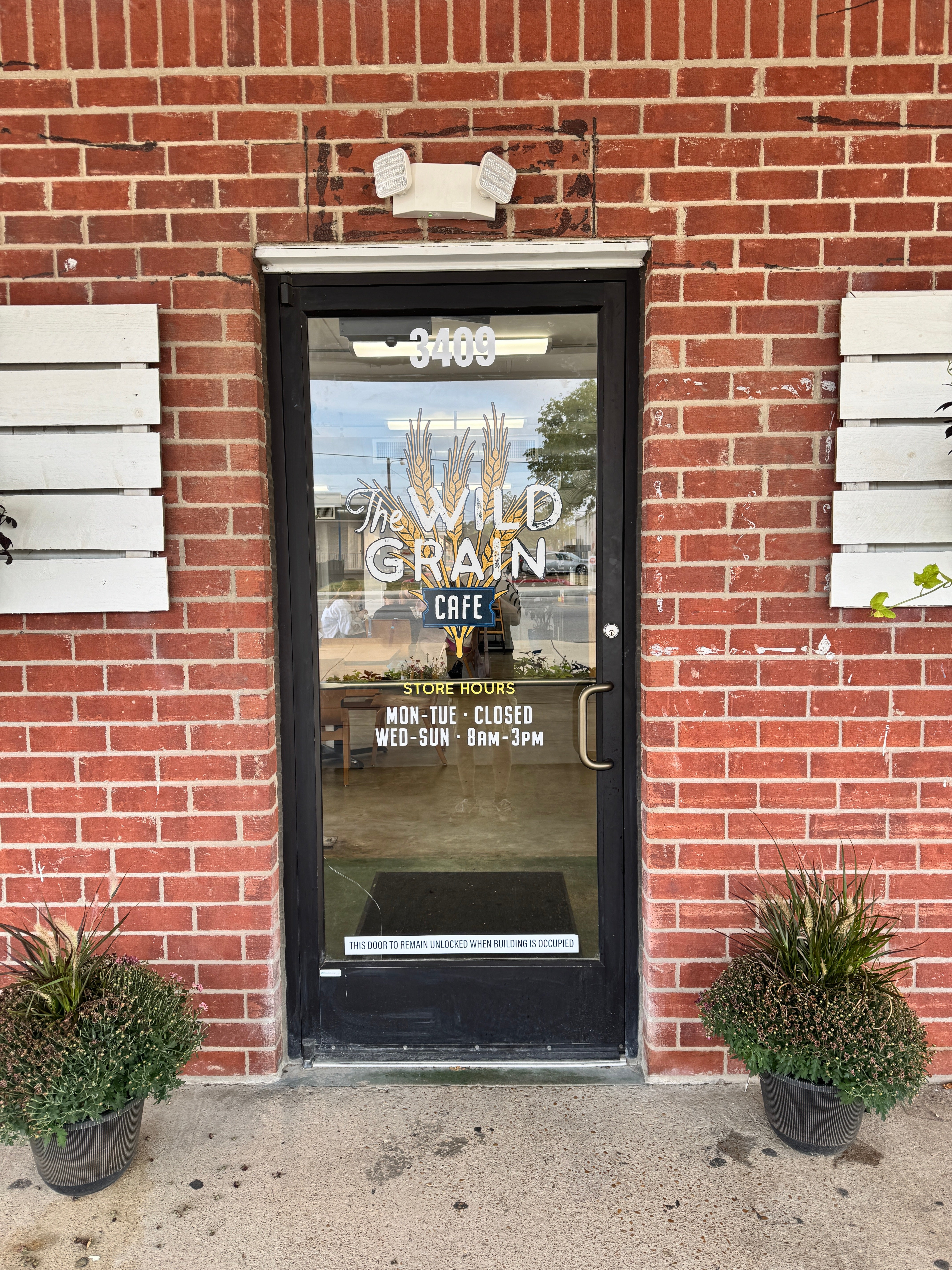 Your new entrance at the Wild Grain Cafe in Bryan Texas