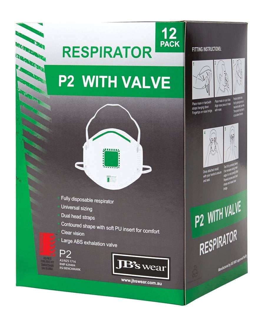P2 RESPIRATOR WITH VALVE (12PC)