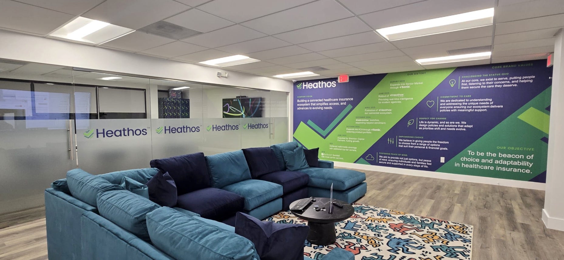 Fresh Look for Heathos: Wall wraps, Dimensional Letters and Window Frosting