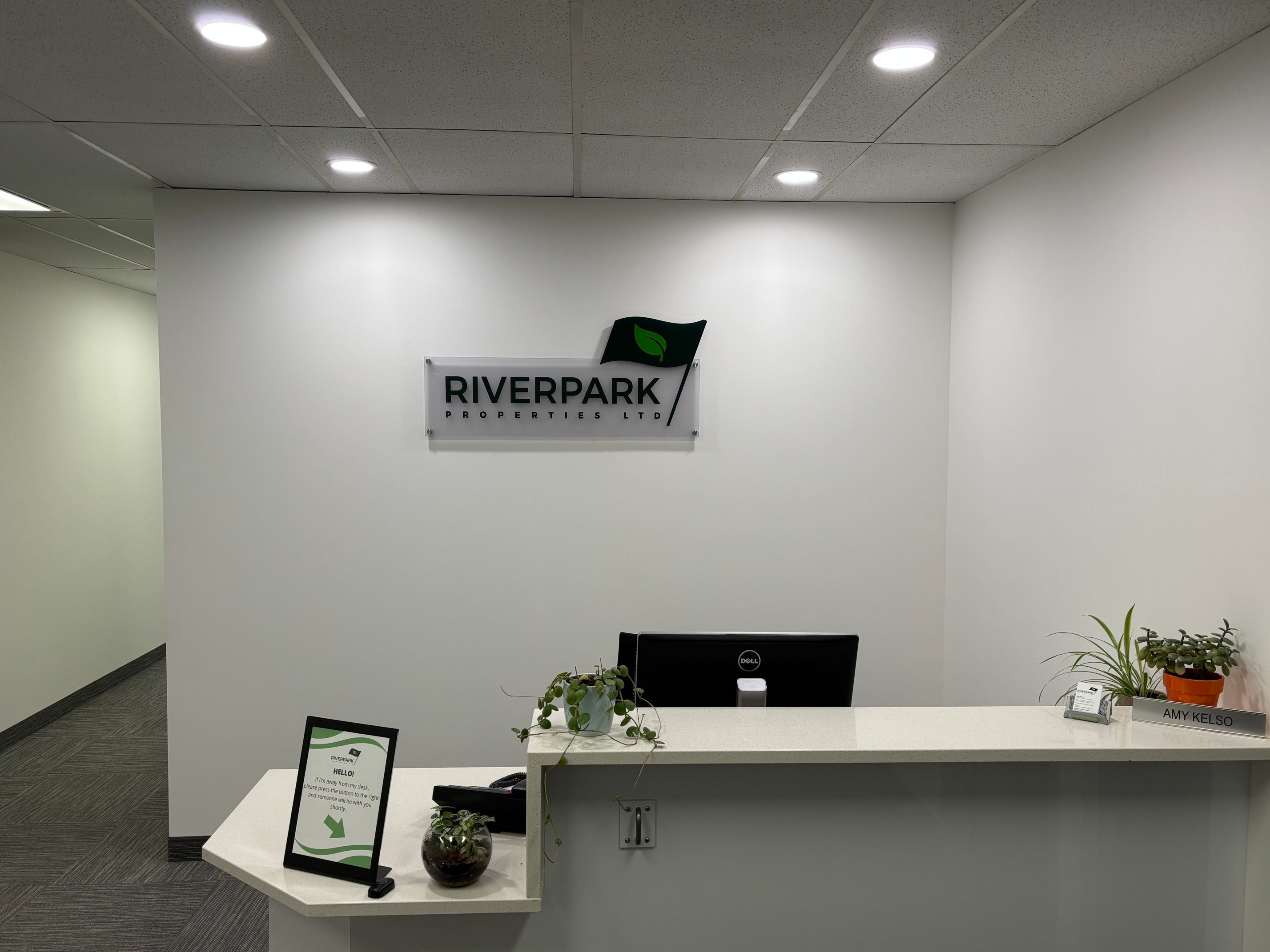 RiverPark Properties - Reception Sign
