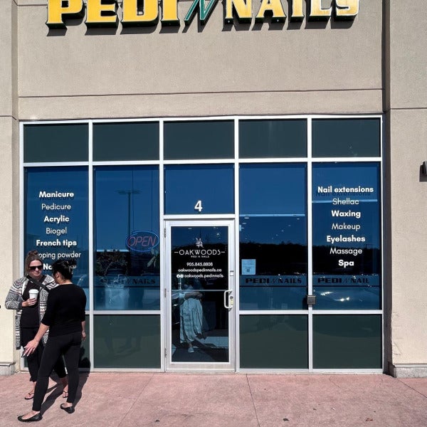 Custom White Vinyl Window Graphics Boost Visibility for Oakwoods Pedi’N Nails in Oakville