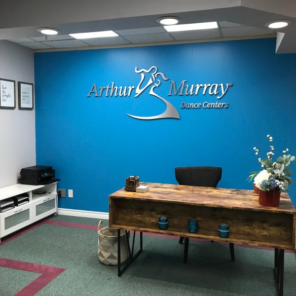 Throwback: Elegant Brushed Silver Reception Sign for Arthur Murray Hamilton Dance Center