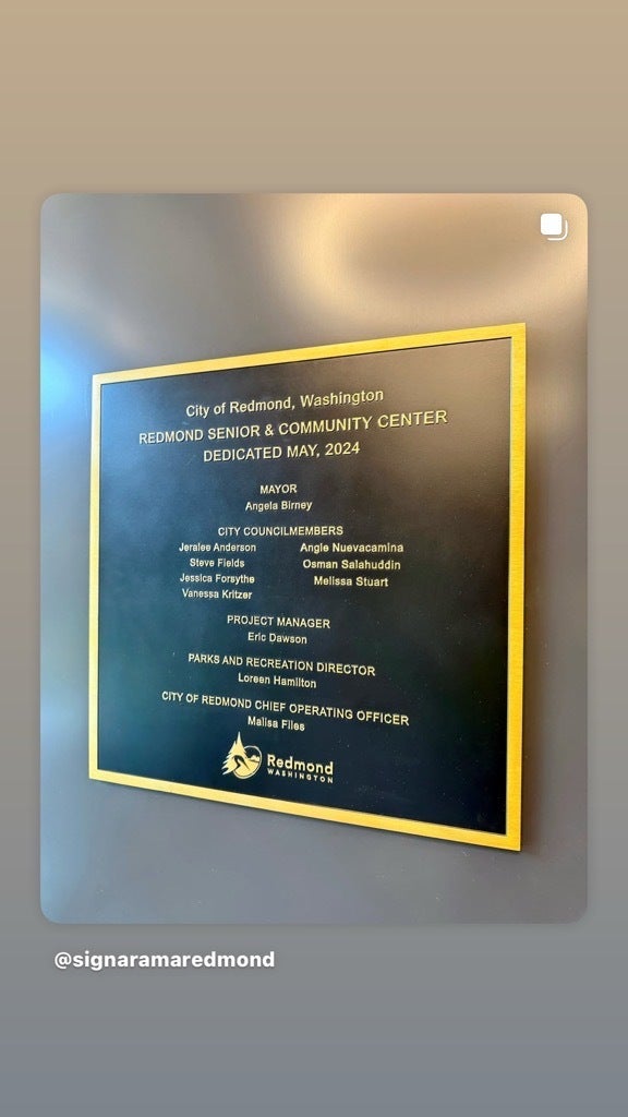 Celebrating Redmond’s New Community Hub with a Custom Dedication Plaque - Redmond, WA