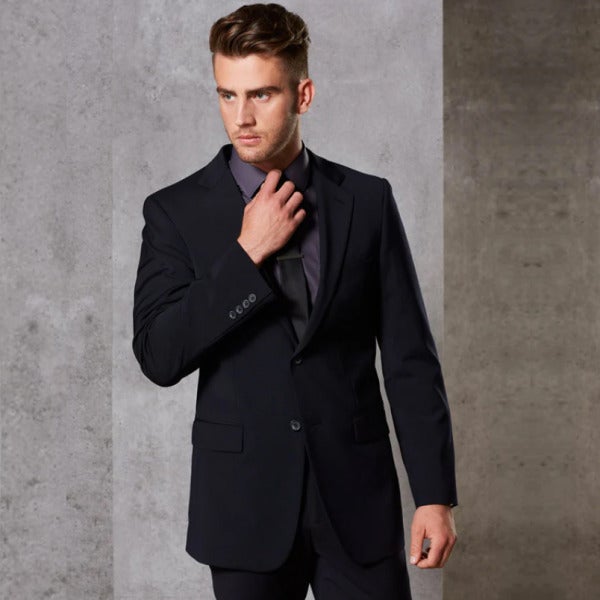 Custom Men's Wool Blend Stretch Two Buttons Jacket