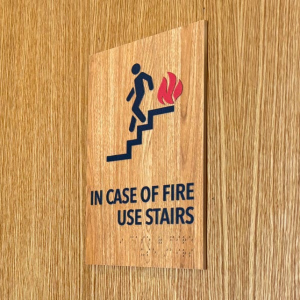 ADA Sign: In Case of Fire Use Stairs