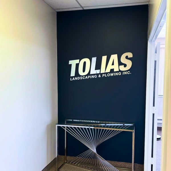 Mirror Silver 3D Reception Sign for Tolias Landscape & Plowing Inc. — A Perfect Match of Style and Strength