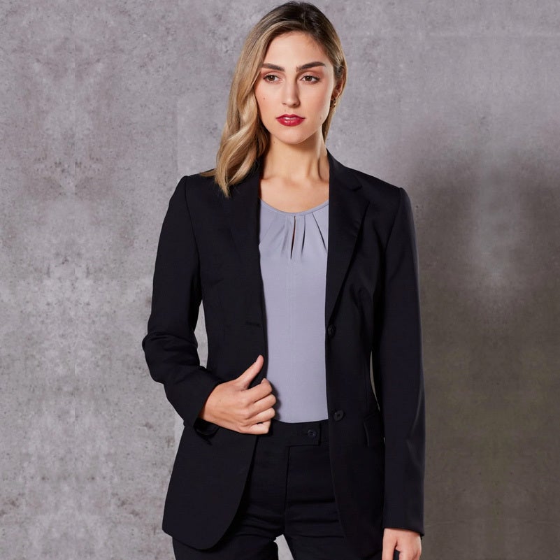 Wool Blend Stretch Mid Length Jacket