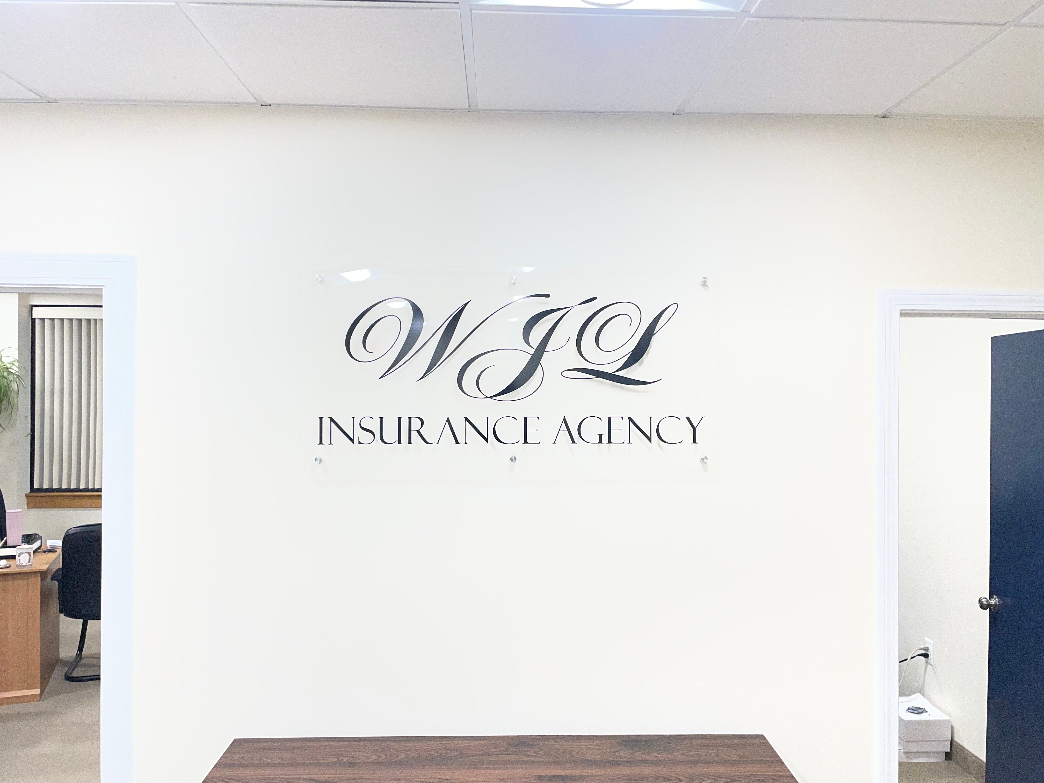 Clean & Modern Acrylic Office Sign for WJL Insurance