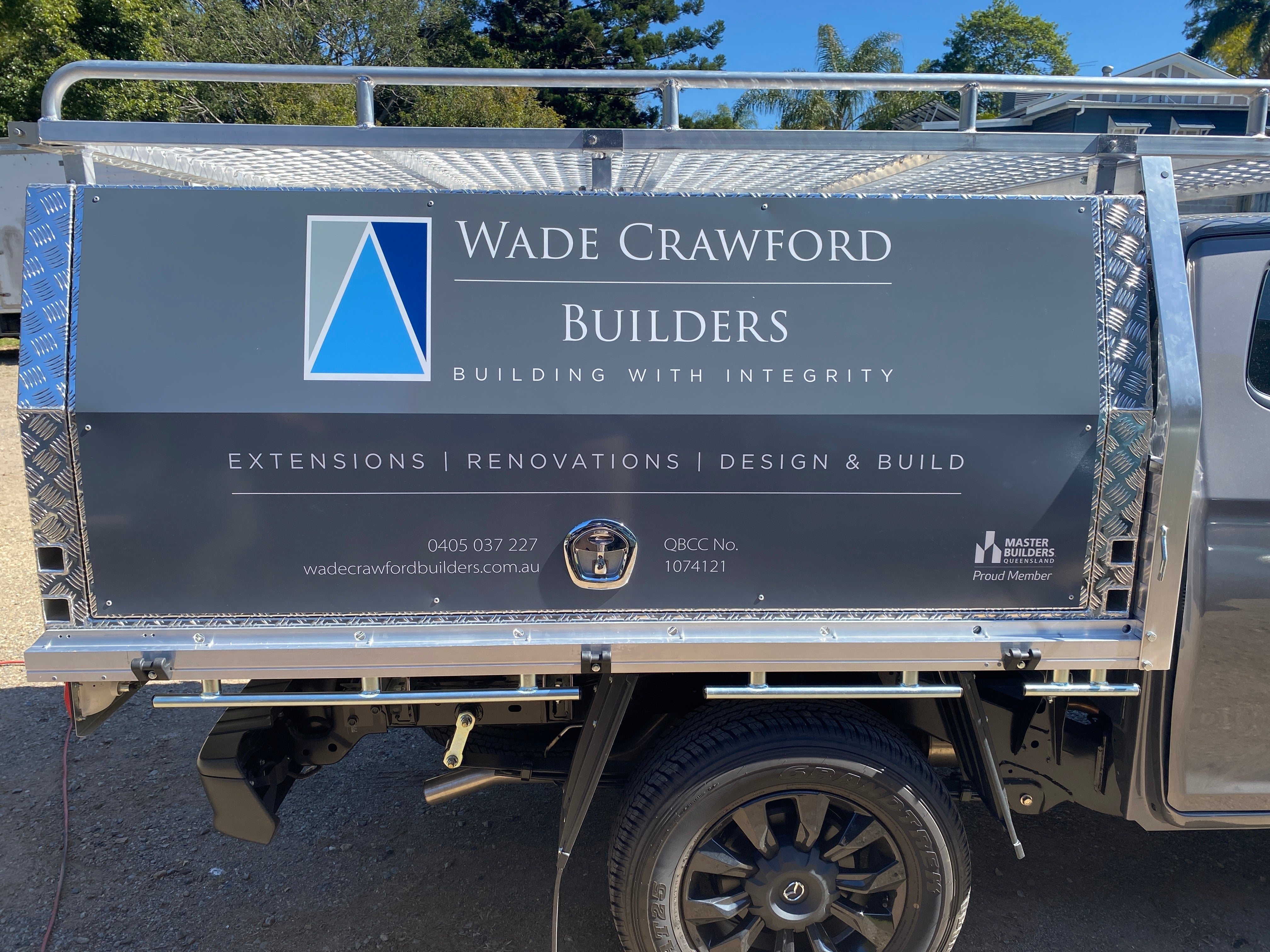 Custom Ute Toolbox Signage for Wade Crawford Builders